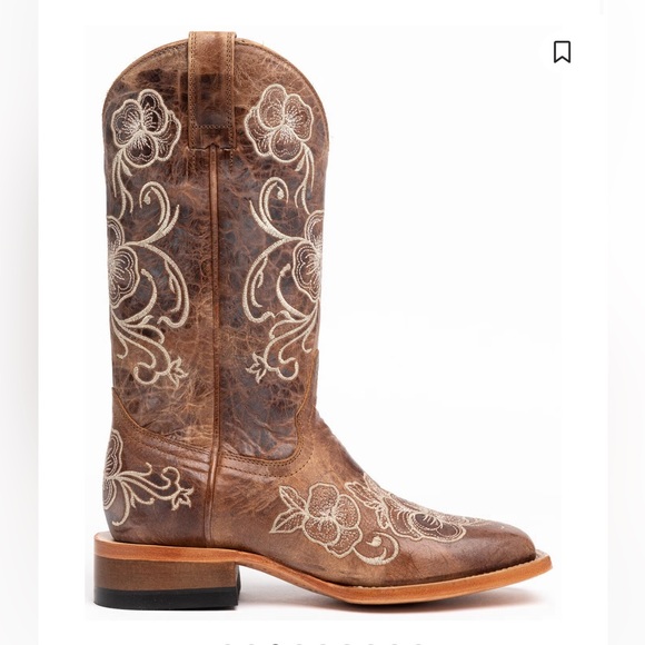 Shyanne Brown Leather Western Kids Boots with Floral Design - Picture 11 of 11